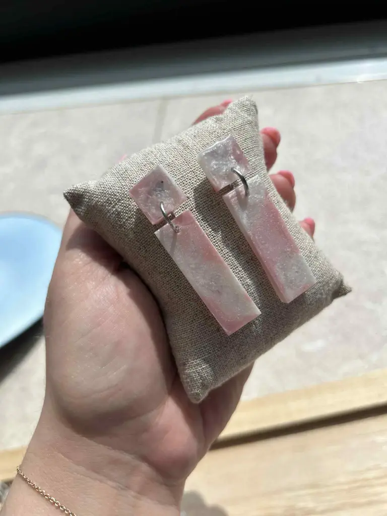 Boucles Barrettes rose nacré