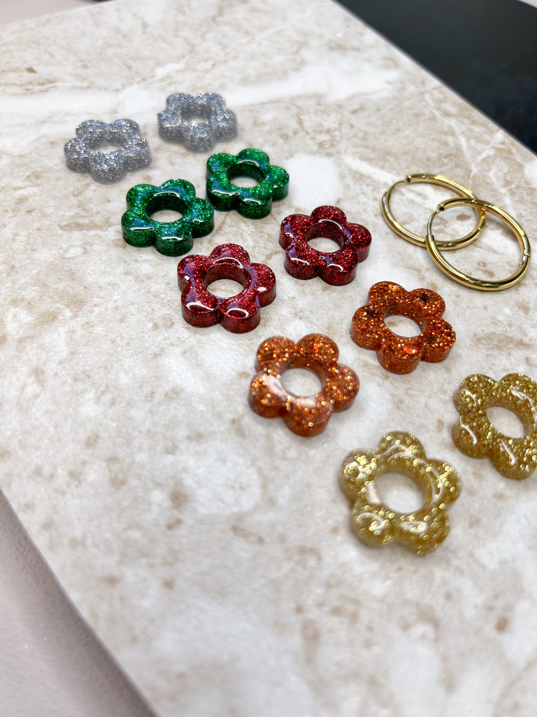 Pampilles fleurs - paillettes (rouge)